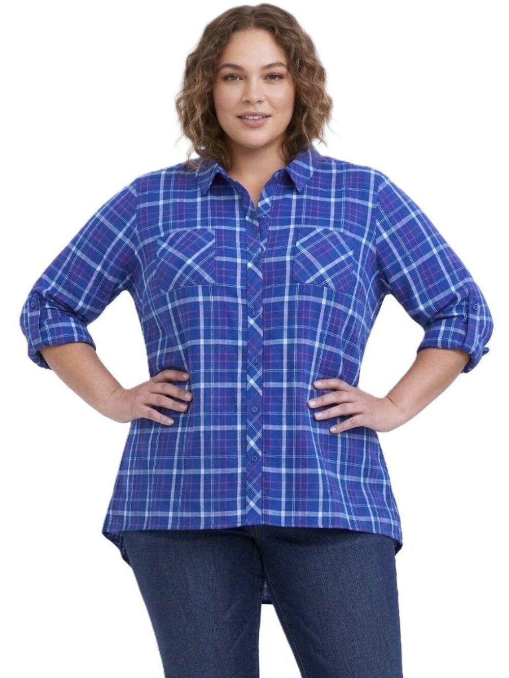 TORRID Button-Front Long Sleeve Plaid Shirt. Plus Size 3